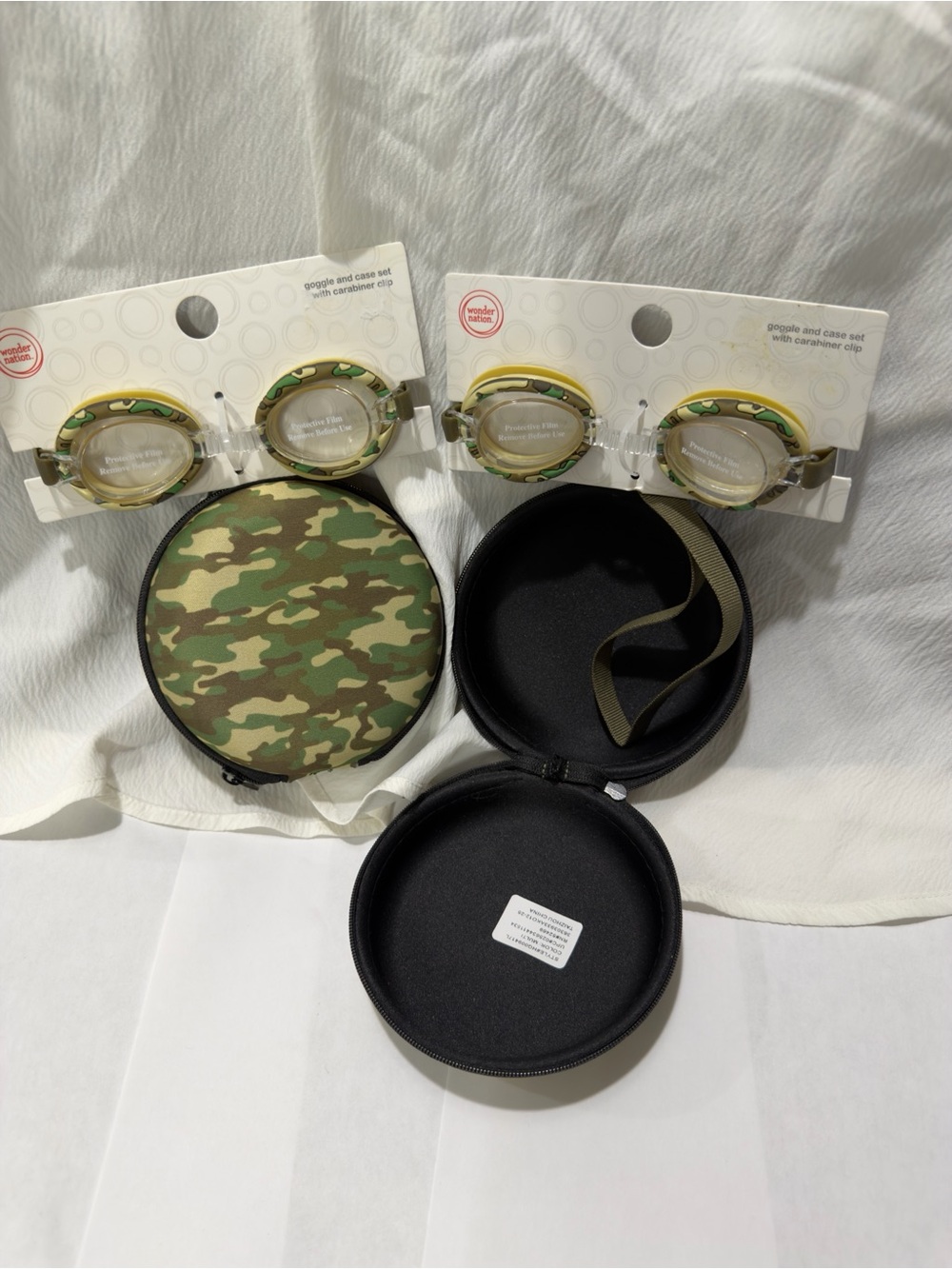 2 wonder nation Green Camo Kids Swim Goggles with Camouflage Case